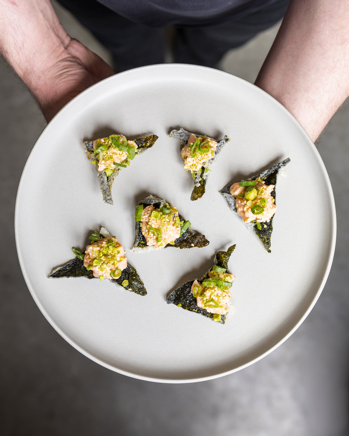 nori tartare canapes for a reception
